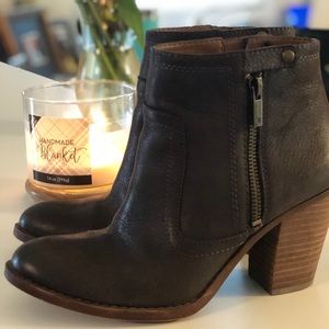 Lucky Brand Dark Chocolate Leather Booties